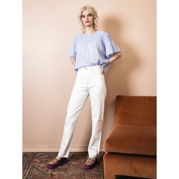 Goldsign Myra Straight Leg High Rise Jean Calla White Womens Size 28 - Picture 16 of 16